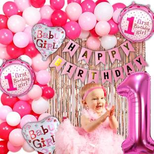 groovy dudz 1st Birthday Decorations for Girls - 60pc Balloons