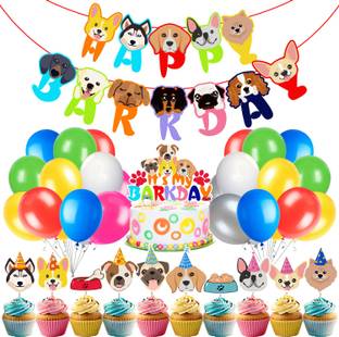 ZYOZI 37 pcs Dog Birthday Decorations for Dog Paw Print Birthday Party Supplies