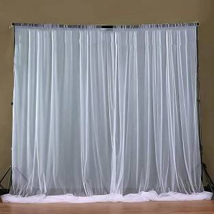 PARTY MIDLINKERZ Tulle White Net curtain for Birthday,Wedding Backdrop Decoration 3pcs