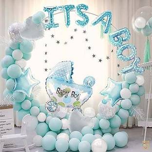 groovy dudz Solid Baby Boy Welcome Decoration Kit For Home Balloon