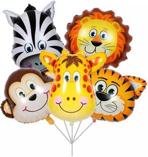 ZAMBOOREE Jungle Theme Balloons Animal Face Foil Balloon for Jungle Theme Decoration