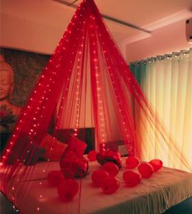 Hemito 2 Red BackDrop Hook Ribbon LED Light for Birthdays Anniversary Baby Shower