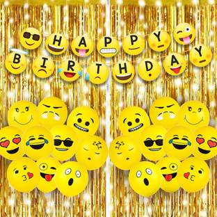 ZAMBOOREE Emoji Theme Birthday Set for Kids,Boys,Girls Supplies/ Birthday Decoration Items
