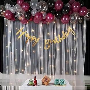 HERDEM Happy Birthday Bunting Banner, With 2 pcs White Net And Light combo..