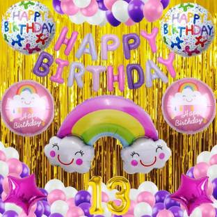 Gleam Rainbow Theme 13th Year Birthday Party Decoration Items celebration Supplies