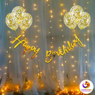 ZAMBOOREE Birthday Decoration Items Kit - Birthday Banner Confetti Balloon with Led Light