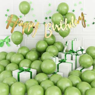 R G ACCESSORIES Olive Green Balloons Combo Kit Of 62 Pcs For Party Decorations