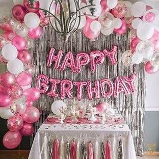 PARTY MIDLINKERZ Printed Happy Birthday Decoration kit Combo 46 Pcs for Birthday Decor