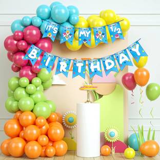 R G ACCESSORIES Multicolour Balloons, It’s My Half Birthday Decoration Kit With Arch Pack Of 52