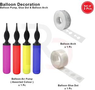 RJV Global Birthday Party Decoration item- Balloon Air Pump Arch Strip Tape Glue Dots Roll