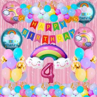 Choice Corner Fourth Happy Birthday Rainbow Theme Combo For Kids Birthday Party Decorations