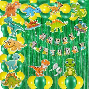 FLICK IN Jungle Theme Birthday Decoration Curtain Dinosaur Birthday Decorations for Boys