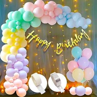 PARTY MIDLINKERZ Multicolor Theme Net Curtain Birthday Decoration kit items Set with Led Light
