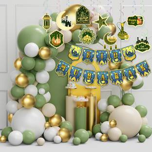 Rozi Decoration Eid Mubarak Decoration Items for Home with Hanging Swirls Eid Party Decor