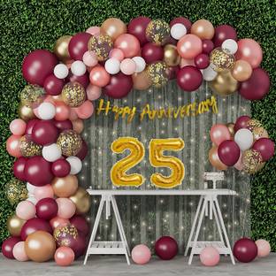 सोई 25th Anniversary Decoration Items Happy Anniversary Metallic Party Balloon