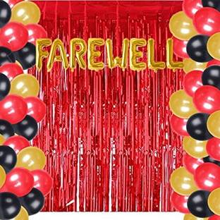 Shmaya 55Pcs Combo Farewell Letter Foil Balloon Set of Gold
