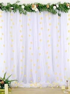 PARTY MIDLINKERZ Wall Backdrop White Net with Light for Birthday, Wedding, Baby Shower Decoration