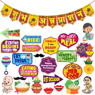 ZYOZI Annaprashan Photo Booth Prop & Annaprashan Banner Hindi Font Shubh Annaprashan
