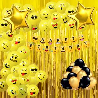 FOOGAA Emoji Theme Birthday Decoration Kit - Emoji Balloons, Banner and Accessories
