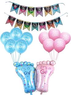 SOI Baby Shower Decorations Kit Banner, Feet design Foil with Printed Balloons for Baby Shower Mom to Be Welcome Baby Decoration Materials