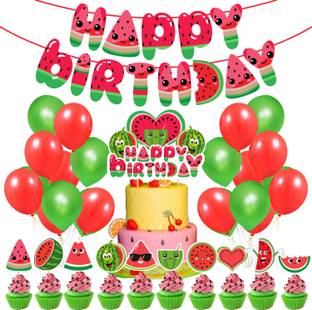 ZYOZI Watermelon Birthday Party Decoration for Fruit Summer Themed 1 - Pack of 37