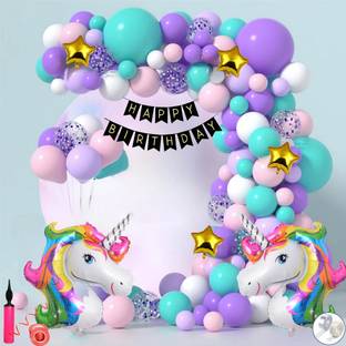 Anita Enterprises Adorable Large Unicorn Theme Birthday Decoration Combo Kit for Girls