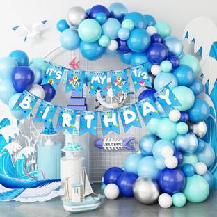 R G ACCESSORIES White, Blue And Silver Balloons, It’s My Half Birthday Kit With Arch Pack Of 52