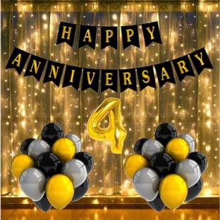 Gleam Happy 4th Anniversary Decoration Items Kit Couple Wedding Marriage Celebration