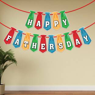 ZYOZI Happy Father's Day Tie Banner, Fathers Day Party Decorations Supplies Banner