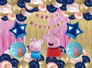 PARTY BREEZE Printed peppa pig birthday theme decoration combo set for kids girls boys Balloon