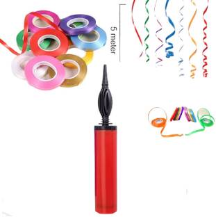 RJV Global Balloon Party Decorating 1 Balloon Pump & 8 Pcs Curling Ribbon Multicolored