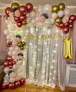Fun and Flex Bride to Be Rose Gold Backdrop Decoration Kit with White Net and Led Light