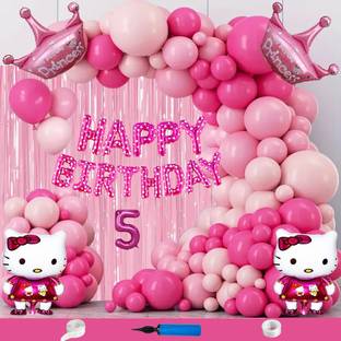 Crazykart Hello Kitty Princess Crown Theme Fifth 5th Birthday Decoration Kit For Girls