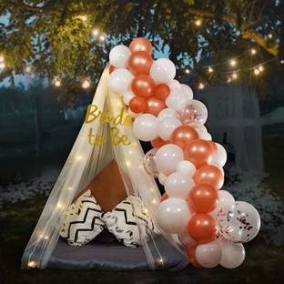 Fun and Flex Bride to Be Rose Gold Backdrop Decoration Kit with White Net and Led Light
