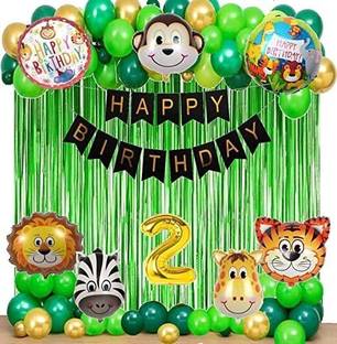 PARTY MIDLINKERZ Forest/Jungle Safari Theme 2nd Birthday Decoration Items or Kit - 42pcs