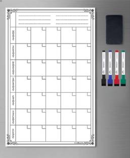 Lifekrafts Magnetic Dry Erase Writing Board Sheet For Refrigerator - For Notes, Reminders and Planning, 3 PENS , monthly Message Bord White board