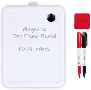 Lifekrafts Dry Erase Magnetic Chrome Pack of 1 with 2 Marker Pen, 1 Eraser and 1Magnetic White board