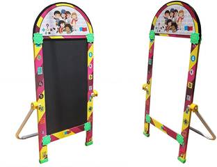 URBANE CHIC Big 2in1 Dual Sided Writing Black Board with Stand for Kids Learning Black, White board