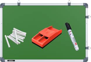 GOSHU 1.5x2 ft. Non Magnetic White/Green board with Duster, Marker, 10 Dust-Free Chalk Green, White board