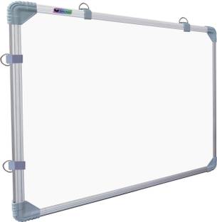 Eduway Non Magnetic 1.5x2 Ft Dual Sided White Board & Chalk Board with Duster & Marker- White board