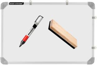 Mahit Systems 1.5x2 Ft. Double Sided White Board and Chalk Board with Duster or Marker; White, Black board