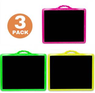 BRAND HOME SET OF 3 Black Board Double Sider Slate for Kids and Children Educational Pad Green, Pink, Yellow, Orange board