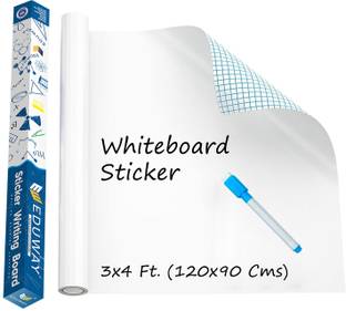 Eduway Non Magnetic 3x4 ft` Vinyl Whiteboard Sheet with Marker for Office, Home Use White board