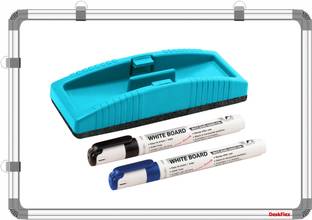 DeskFlex 2x3 Ft, Both Side Writing Chalk & Whiteboard + 2 Marker & Duster For Coaching White, Green board
