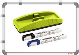 DeskFlex 2x3 Ft, Both Side Writing Whiteboard & Chalkboard With 2 Marker & 1 Duster White, Green board