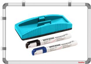 DeskFlex Non Magnetic 1.5x2 Ft, Double Sided Writing Whiteboard & Chalkboard With 2 Marker & 1 Duster Whiteboards and Duster Combos