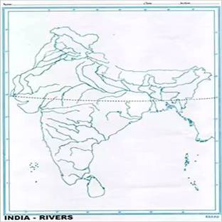 PMW India Rivers Map - Pack Of 100 Sheets - A4 Size - Practice Maps White board
