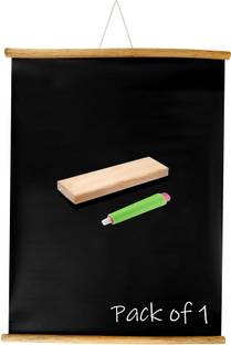 Eduway Non Magnetic 2x3 Ft (24x36 Inch) Wall Hanging Wooden Roll-Up Black Board / Chalkboard | For Home, Office, School, Kids| With 1 Premium Wooden Duster & 1 Chalk Holder Blackboards