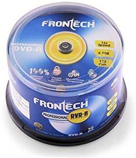 Frontech DVD Recordable Blank DVD-R 4.7 GB 16X Speed Digital Disk - Pack of 50, Professional DVD 4.7 GB