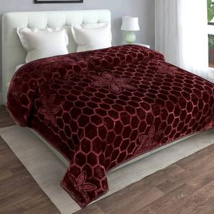 LA VERNE Self Design Double Mink Blanket for  Heavy Winter